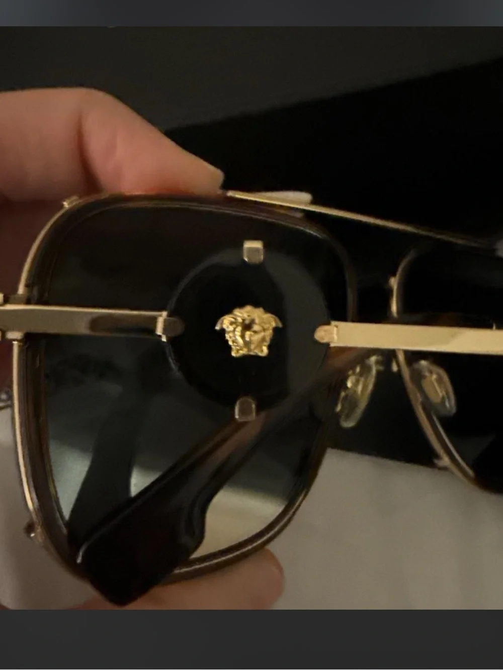 Versace unisex Black and Gold Aviator Sunglasses